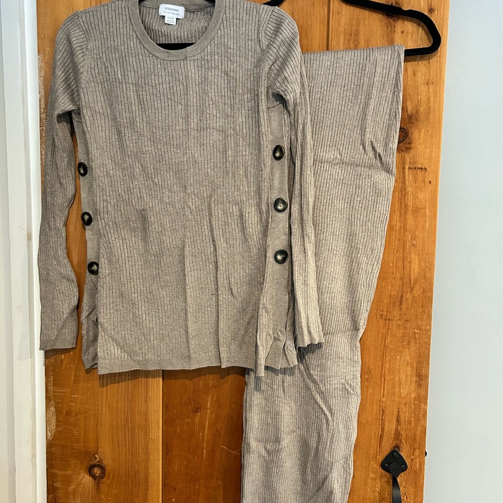 Seraphine Maternity Ribbed Knit Sweater and Pants Set